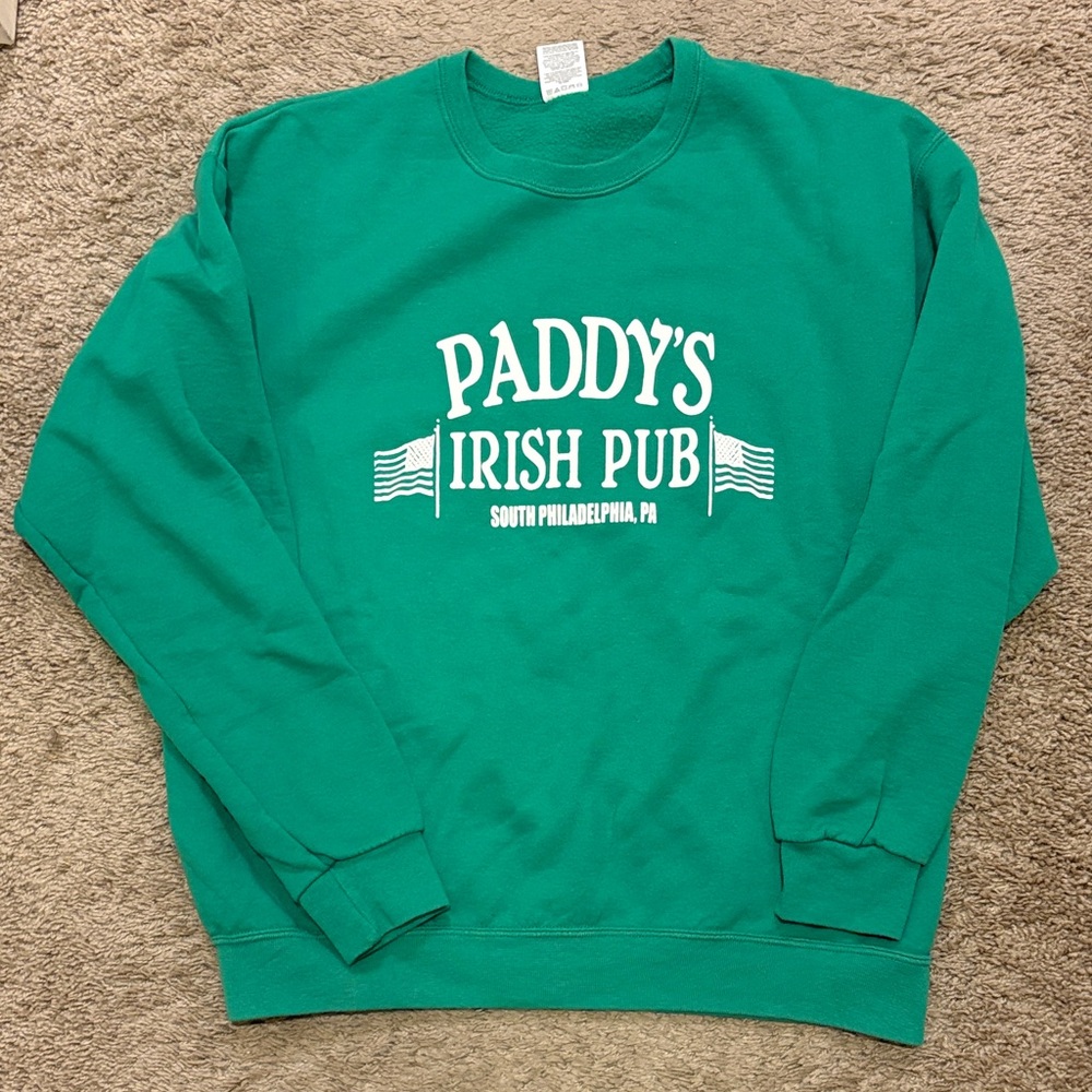 Jerzees Green Crewneck Sweatshirt with White Pub Graphic